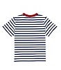 Color:White/Beach Royal - Image 2 - Little Boys 2T-7 Short Sleeve Striped Jersey T-Shirt