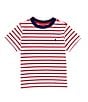 Color:White/Nantucket Red - Image 1 - Little Boys 2T-7 Short Sleeve Striped Jersey T-Shirt
