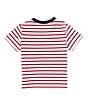 Color:White/Nantucket Red - Image 2 - Little Boys 2T-7 Short Sleeve Striped Jersey T-Shirt