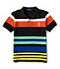 Color:Polo Black Multi - Image 1 - Little Boys 2T-7 Short-Sleeve Striped Mesh Polo Shirt