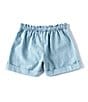 Color:Medium Wash - Image 2 - Little Girls 2T-6X Chambray Camp Shorts