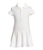 Color:White - Image 1 - Little Girls 2T-6X Short-Sleeve Mesh Dropwaist Polo Dress