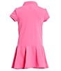 Color:Pink - Image 2 - Little Girls 2T-6X Short-Sleeve Mesh Dropwaist Polo Dress