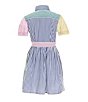 Color:Multi - Image 2 - Little Girls 2T-6X Short Sleeve Striped Fun Shirtdress