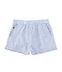 Color:Blue/White - Image 1 - Little Girls 2T-6X Striped Ruffled Seersucker Shorts