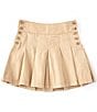 Color:Vintage Khaki - Image 1 - Little Girls 2T-6X Side Button Pleated Twill Skirt
