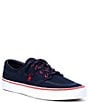 Color:Navy/Red - Image 1 - Men's Faxon X Logo Lace-Up Canvas Sneakers