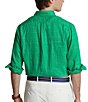 Color:Grasshopper Green - Image 2 - Piece Dye Linen Long Sleeve Woven Shirt