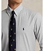 Color:Grey/White - Image 5 - Slim Fit Gingham Stretch Poplin Long Sleeve Woven Shirt
