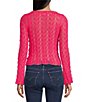 Color:Hot Pink - Image 2 - Long Sleeve Crochet Sweater