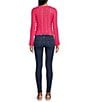 Color:Hot Pink - Image 4 - Long Sleeve Crochet Sweater