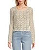 Color:New Natural - Image 1 - Long Sleeve Crochet Sweater