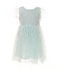Color:Mint - Image 1 - Little Girls 2-7 Flutter-Sleeve Butterfly-Pattern Mesh Dress