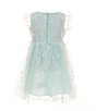 Color:Mint - Image 2 - Little Girls 2-7 Flutter-Sleeve Butterfly-Pattern Mesh Dress