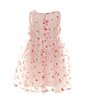 Color:Pink - Image 2 - Little Girls 2-7 Sleeveless Butterfly-Patterned Mesh Fit-And-Flare Dress