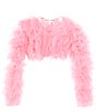 Color:Pink Rose - Image 1 - Big Girls 7-16 Long-Sleeve Ruffled Mesh Bolero