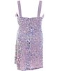 Color:Lilac multi - Image 2 - Big Girls 7-16 Plume-Trim Stretch Sequin Dress