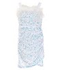 Color:Iridescent - Image 1 - Big Girls 7-16 Plume-Trim Stretch Sequin Dress
