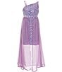 Color:Lilac Multi - Image 1 - Big Girls 7-16 Sequin Overlay Walkthrough Gown
