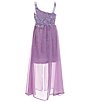 Color:Lilac Multi - Image 2 - Big Girls 7-16 Sequin Overlay Walkthrough Gown