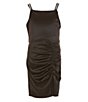 Color:Black - Image 1 - Big Girls 7-16 Sleeveless Satin Ruched Dress