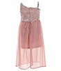 Color:Blush Multi - Image 2 - Little Girls 4-6X Sequin Overlay Walkthrough Gown