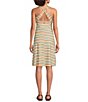 Color:Water Stripe - Image 2 - Lake Summer Tonal Stripe Print High Neck Sleeveless Dress