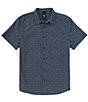 Color:Grey Blue Water - Image 1 - Tinline Short Sleeve Waves Print Woven Shirt