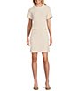 Color:Cream - Image 1 - Marlene Knit Tweed Short Sleeve Above Knee Coordinating Dress