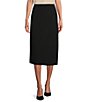 Color:Black - Image 1 - Taylor Stretch Crepe Suiting Midi Pencil Skirt