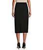 Color:Black - Image 2 - Taylor Stretch Crepe Suiting Midi Pencil Skirt