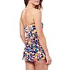 Color:Multi - Image 2 - Echo Abstract Printed Bandeau Flyaway Draped Tummy Control One Piece Swimsuit