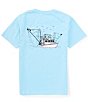 Color:Powder Blue - Image 1 - Big Boys 8-16 Short Sleeve Shrimp Boat Graphic T-Shirt