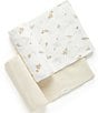 Color:Wheat Wattle Bee - Image 1 - Purebaby® Allover Printed 2-Pack Muslin Wrap Set