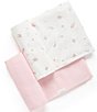 Color:Pale Pink Blossom - Image 1 - Purebaby® Allover Printed 2-Pack Muslin Wrap Set