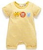 Color:Yellow - Image 1 - PureBaby® Baby Boys Newborn-24 Months Zebra-Appliqued Short-Sleeve Shortall