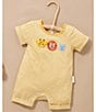 Color:Yellow - Image 5 - PureBaby® Baby Boys Newborn-24 Months Zebra-Appliqued Short-Sleeve Shortall