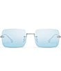Color:Silver/Blue - Image 2 - Unisex TTYL Rimless 43mm Square Sunglasses