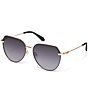 Color:Black Gold/Smoke - Image 1 - Women's Main Character 54mm Round Sunglasses