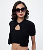 Color:Black/Smoke - Image 3 - Women's Wide Awake 54mm Square Sunglasses