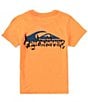 Color:Tangerine - Image 1 - Big Boys 8-20 Short Sleeve Surf Core Graphic Logo T-Shirt