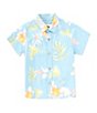 Color:Reef Waters Tropical Floral - Image 1 - Little Boys 2T-7 Short Sleeve Tropical Floral Boy Woven Shirt