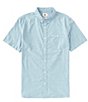 Color:Moroccan Blue - Image 1 - Short-Sleeve Winfall Soft Textured Button Down Shirt