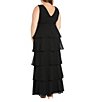 Color:Black - Image 2 - R & M Plus Size Richards Sleeveless V-Neck Tired Skirt Front Slit Dress