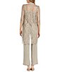 Color:Champagne - Image 2 - 3/4 Sleeve Round Neck Embellished Sequin Lace 3-Piece Pant Set
