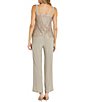 Color:Champagne - Image 5 - 3/4 Sleeve Round Neck Embellished Sequin Lace 3-Piece Pant Set
