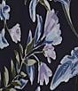 Color:Navy/Silver - Image 5 - 3/4 Sleeve V-Neck Foil Trim Floral 2-Piece Jacket Dress