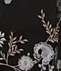 Color:Black/Multi - Image 3 - Embroidered Floral Metallic Tulle Off-The-Shoulder Cap Sleeve Godet Trumpet Gown