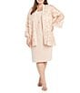 Color:Petal Pink - Image 1 - Plus Size 3/4 Sleeve Crew Neck Embellished 2-Piece Jacket Dress