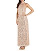 Color:Gold - Image 1 - Sleeveless Halter Neck Embroidered Sequin Fringe Dress
